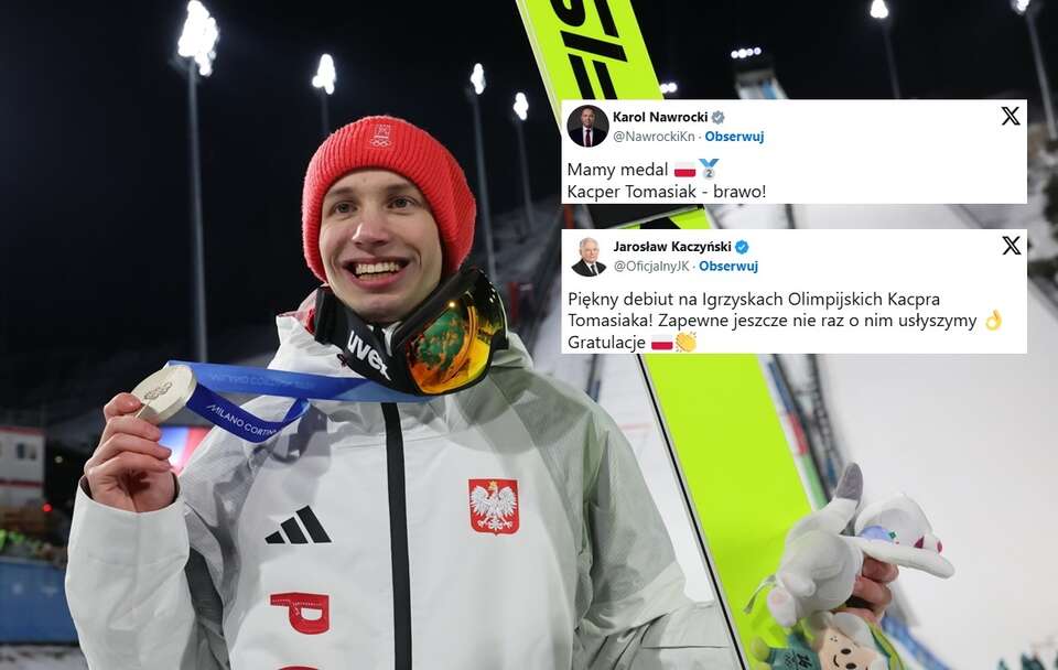 Najważniejsi polscy politycy gratulują Kacprowi Tomasiakowi / autor: PAP/Grzegorz Momot