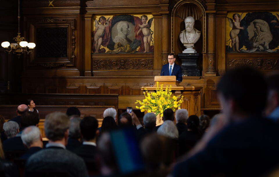 Premier Mateusz Morawiecki podczas wykładu na Uniwersytecie w Heidelbergu / autor: Krystian Maj/KPRM