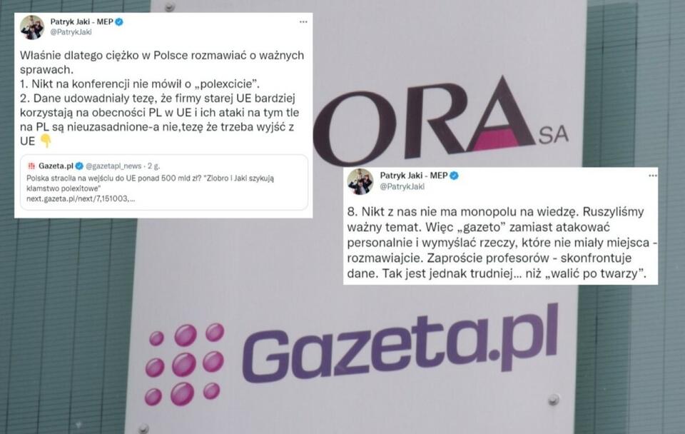 Gazeta.pl uderza w Jakiego, europoseł PiS odpowiada / autor: Fratria; Twitter/Patryk Jaki (screeny)