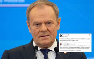 Na zdjęciu Donald Tusk oraz wpis szefa MSZ Węgier Petera Szijjarto (screen z X) / autor: Fratria/X-Peter Szijjarto (screen)