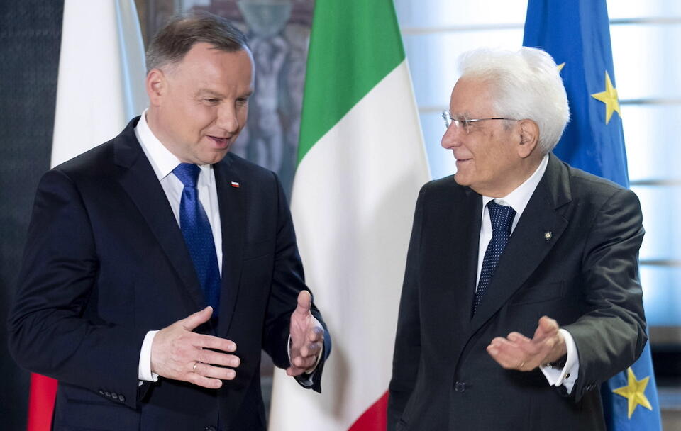 Prezydenci Polski Andrzej Duda i Włoch Sergio Mattarella / autor: PAP/EPA