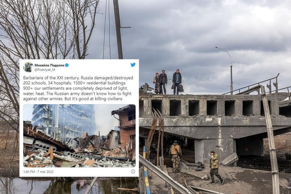 Zniszczenia dokonywane przez rosyjskie wojska / autor: PAP/EPA; Twitter