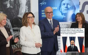 Na zdjęciu Małgorzata Kidawa-Błońska, Włodzimierz Czarzasty, Monika Wielichowska, Bożena Żelazowska oraz artykuł portalu wPolityce.pl (screen) / autor: PAP/Leszek Szymański/wPolityce