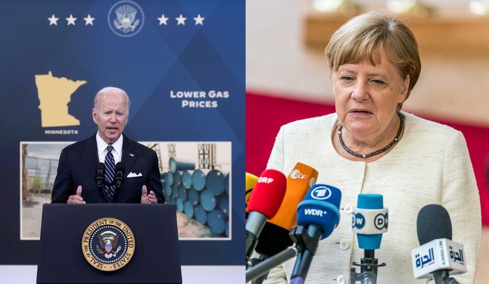 Prezydent USA Joe Biden/Była kanclerz Niemiec Angela Merkel / autor: PAP/EPA/Fratria