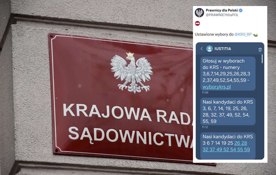 Stowarzyszenie "Prawnicy dla Polski" ujawniło w mediach społecznościowych instrukcję sms-ową, która miała być wysyłana do sędziów, i miała nakazywać im odpowiedni sposób głosowania w czasie zgromadzeń. / autor: Fratria/X
