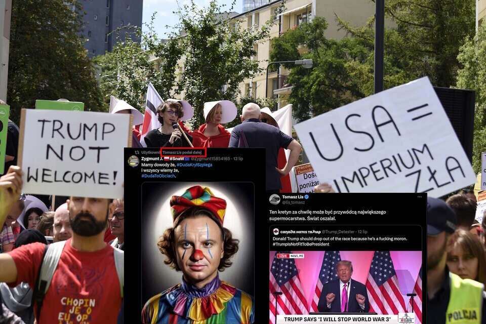 Protest of the radical leftist Razem Party during the visit of US President Donald Trump in Warsaw / autor: wPolityce.pl