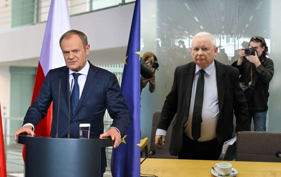 Premier Donald Tusk i prezes PiS Jarosław Kaczyński / autor: PAP
