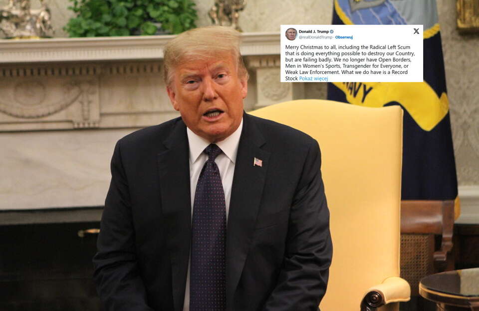 Donald Trump złożył życzenia świąteczne... w swoim stylu / autor: Fratria/X