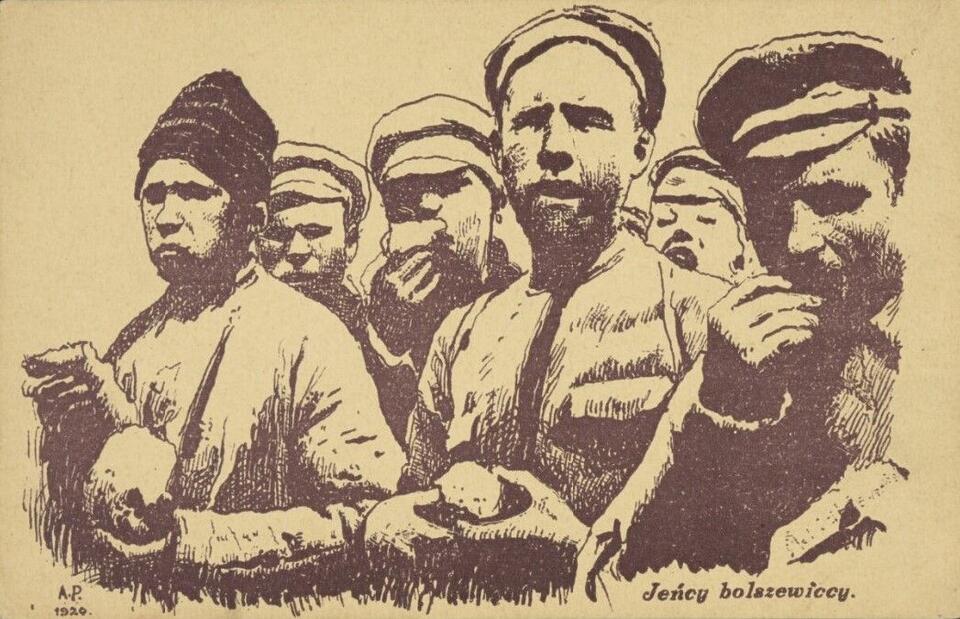 1920 "Bolshevik prisoners" postcard  / autor: IPN