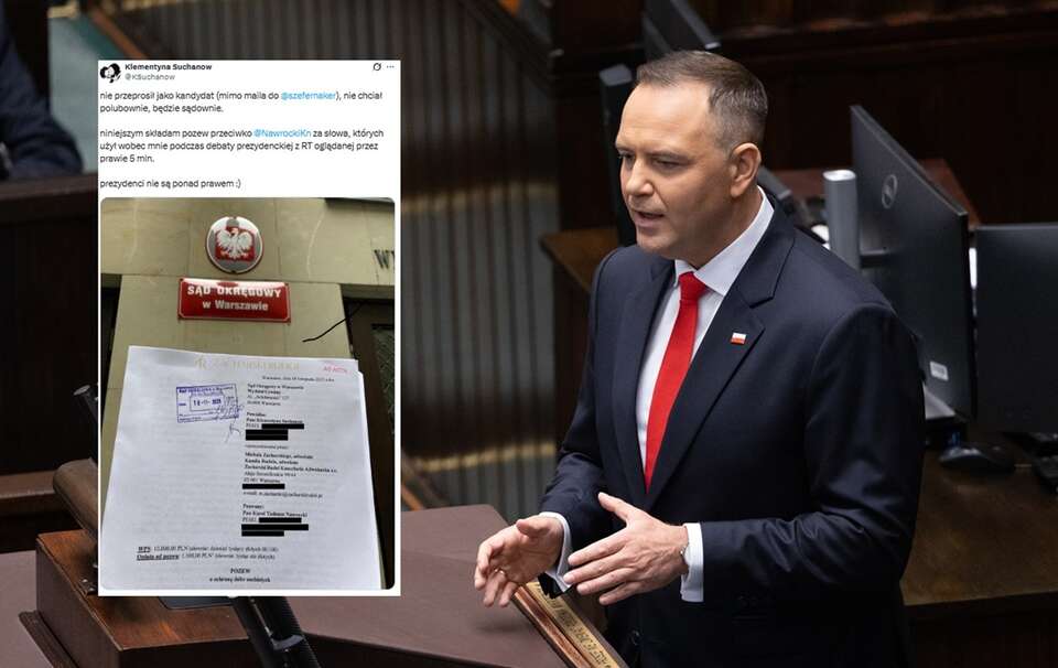 Aktywistka Ogólnopolskiego Strajku Kobiet Klementyna Suchanow zapowiedziała, że składa pozew przeciwko prezydentowi Karolowi Nawrockiemu. / autor: Fratria