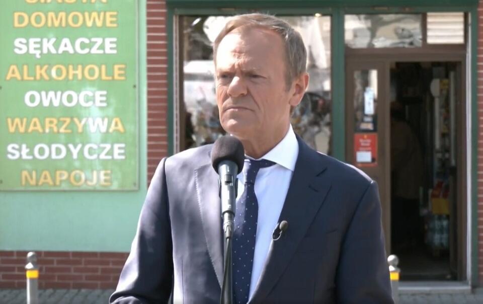 Donald Tusk w Międzyrzecu Podlaskim / autor: Screen TVP Info