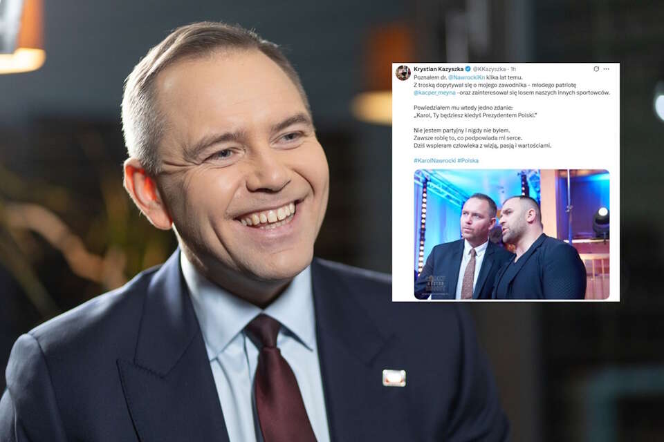 Karol Nawrocki z poparciem Krystiana Kazyszka - promotora bokserskiego związanego z Polsatem Sport / autor: Fratria/X - Krystian Kazyszka