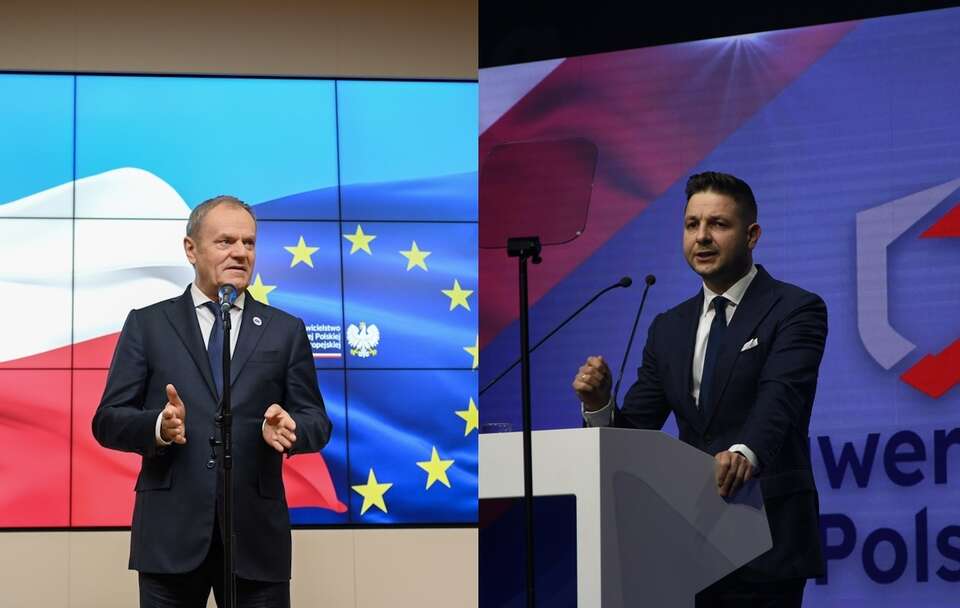 Donald Tusk, Patryk Jaki / autor: PAP/Marcin Obara/Fratria