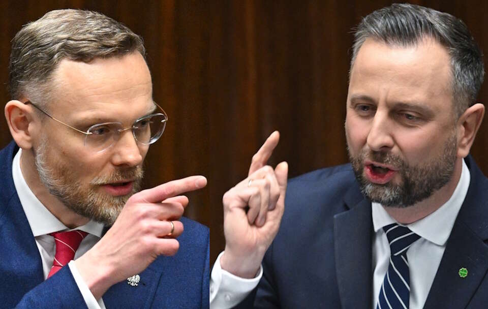 W Sejmie doszło do mocnej wymiany zdań pomiędzy szefem KPRP min. Zbigniewem Boguckim, a min. obrony Władysławem Kosiniakiem-Kamyszem ws. unijnej pożyczki SAFE. / autor: PAP/Radek Pietruszka