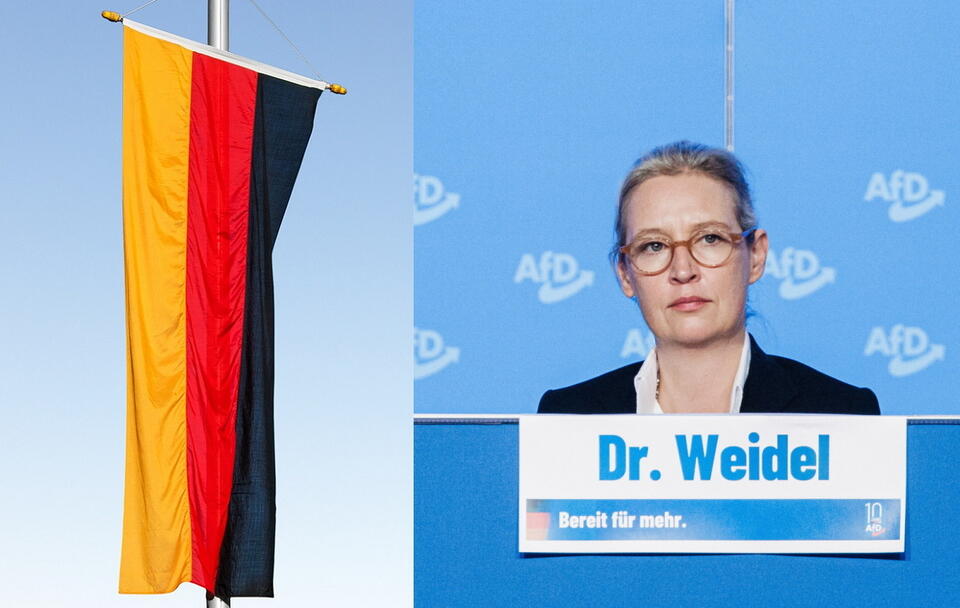 Flaga Niemiec, Alice Weidel / autor: PAP/EPA/CLEMENS BILAN/pixabay.com