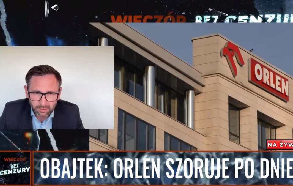 Daniel Obajtek na antenie Telewizji wPolsce podczas programu "Wieczór bez cenzury" / autor: Telewizja wPolsce