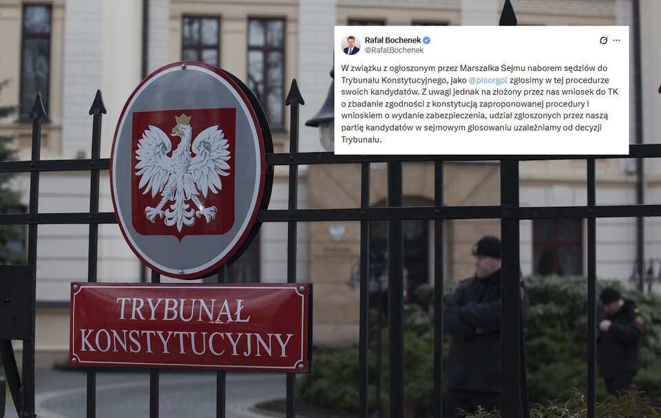 Rzecznik PiS Rafał Bochenek przekazał, że w związku z ogłoszonym przez marszałka Sejmu naborem sędziów do TK, PiS zgłosi w tej procedurze swoich kandydatów.  / autor: Fratria/X