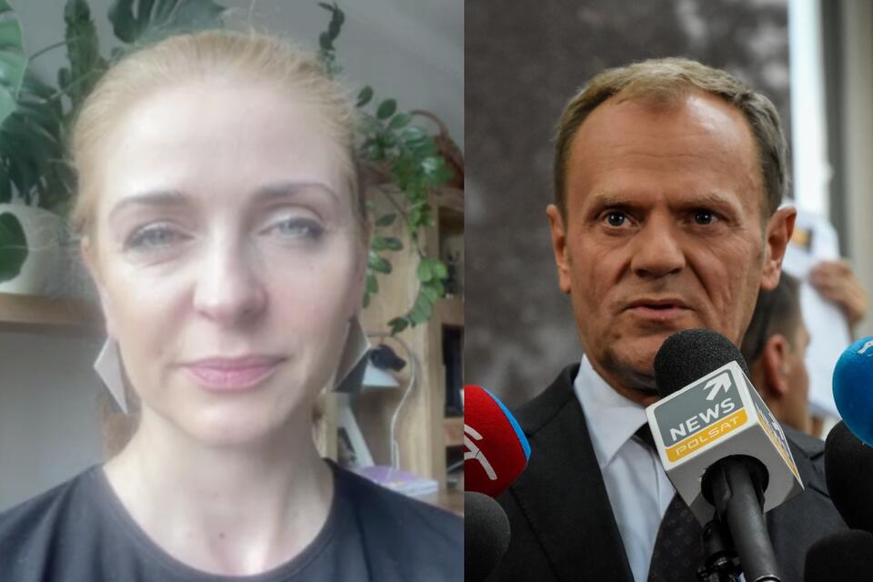 Joanna Mucha i Donald Tusk / autor: Polsat NEWS/Fratria