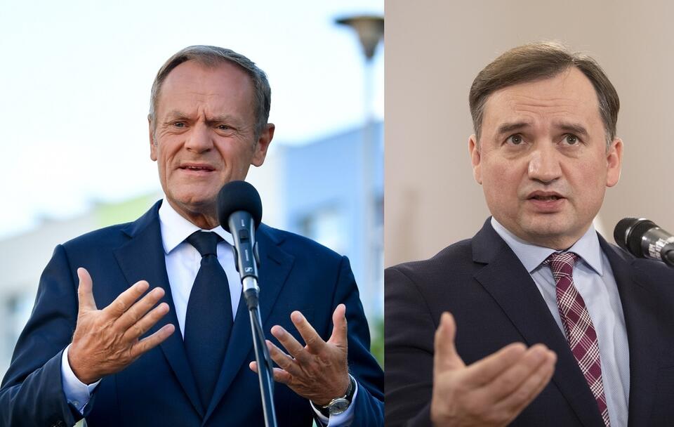 Donald Tusk i Zbigniew Ziobro / autor: PAP/Adam Warżawa; Fratria