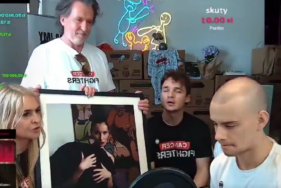 Monika Olejnik (pierwsza z lewej), Patryk „Łatwogang” Garkowski (pierwszy z prawej) / autor: zrzut z X/chrzanik