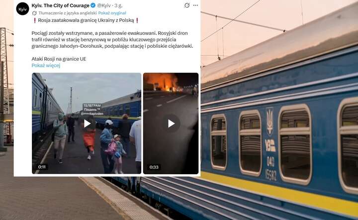 Rosyjskie drony zaakatowały w niedzielę rano okolice przejścia polsko-ukraińskiego Dorohusk-Jagodzin / autor: Fratria /AS / X @Kyiv - screen