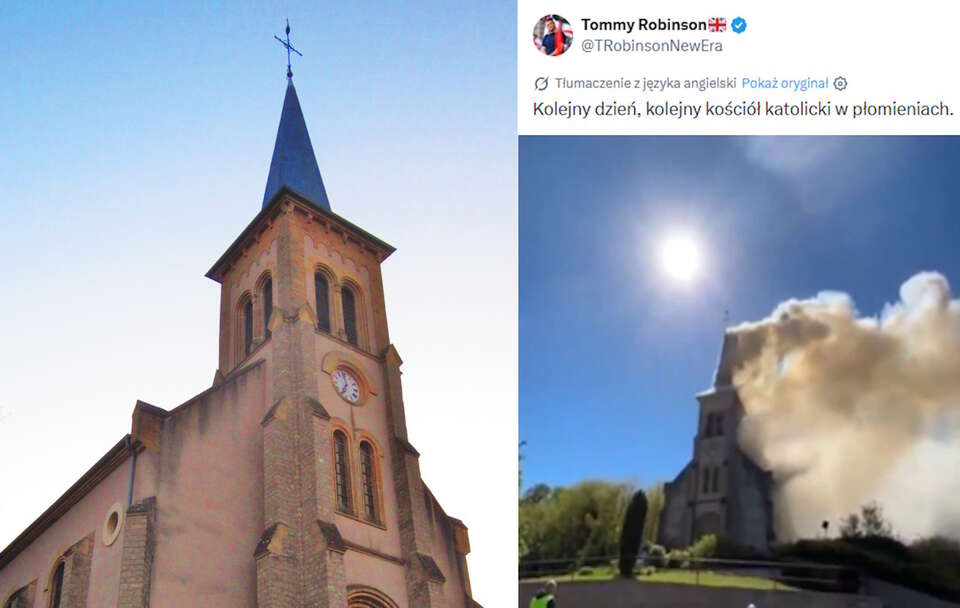 Historyczny kościół Église Saint-Cyriaque w Montenach we Francji pochłonięty przez ogień. / autor: Aimelaime/CC BY-SA 3.0 Deed/https://x.com/TRobinson