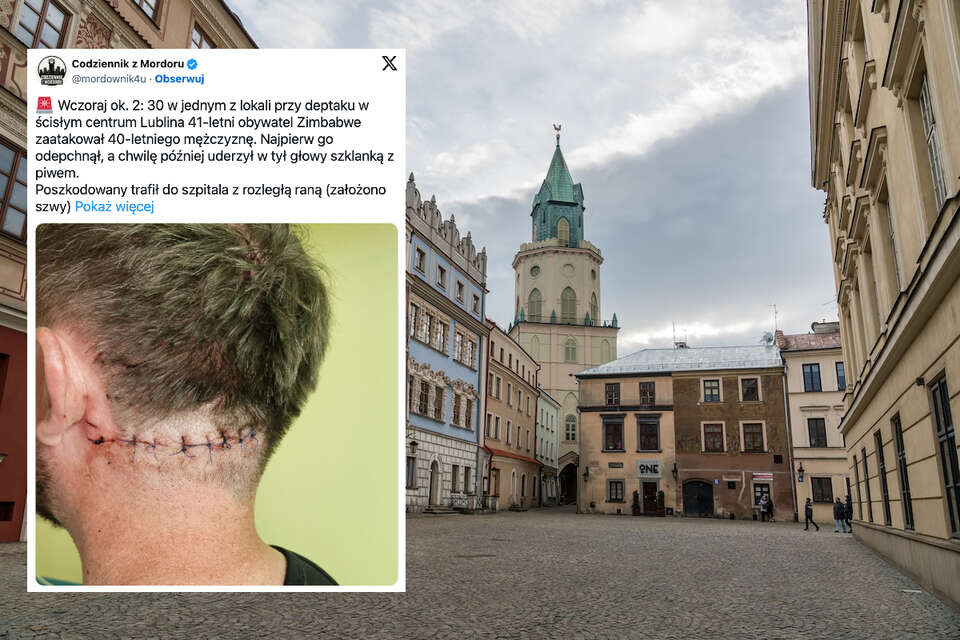 W centrum Lublina w jednym z lokali doszło do awantury z udziałem Polaka i obywatela Zimbabwe. / autor: Fratria/X