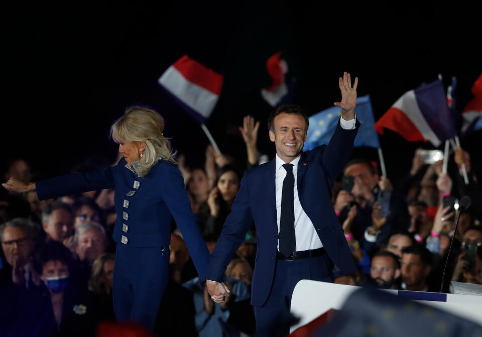Wieczór wyborczy we Francji - francuska para prezydencka. / autor: PAP/EPA
