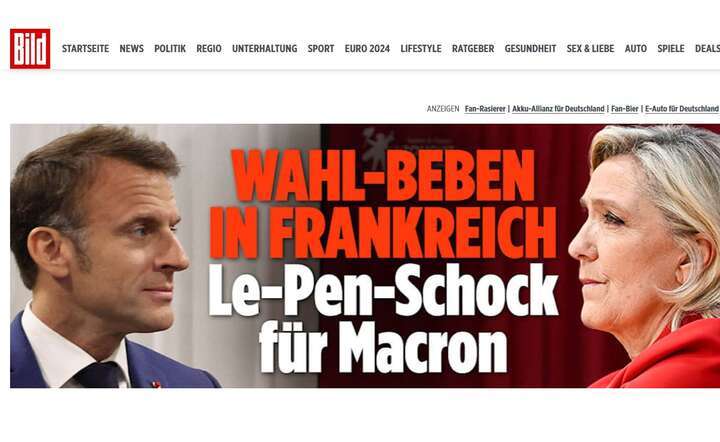 Niemieckie media w szoku po pierwszej turze wyborów we Francji. / autor: bild.de