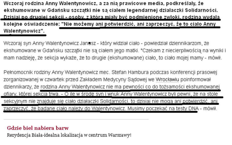 Publikacja gazety.pl. Z tekstu wynika, że rodzina nagle nabrała wątpliwości co do swoich wczorajszych komunikatów. CO NIE JEST PRAWDĄ!