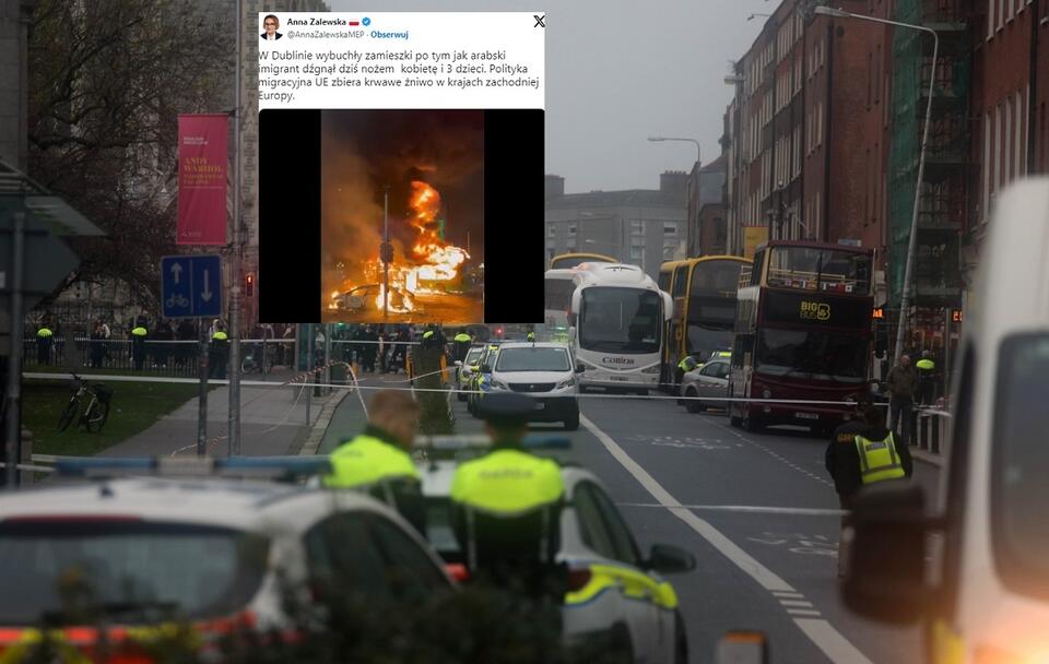 Miejsce ataku nożownika w Dublinie / autor: PAP/EPA/MOSTAFA DARWISH/Twitter (screenshot)