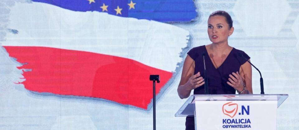 Liderka lewicowej Inicjatywy Polska Barbara Nowacka podczas Konwencji Wyborczej Koalicji Obywatelskiej / autor:  	PAP/Paweł Supernak