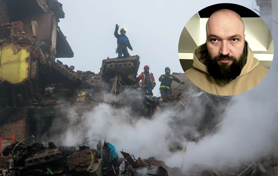 Prace poszukiwawczo-ratownicze w Tarnopolu; Zbigniew Parafianowicz / autor: PAP/Vladyslav Musiienko/Telewizja wPolsce24