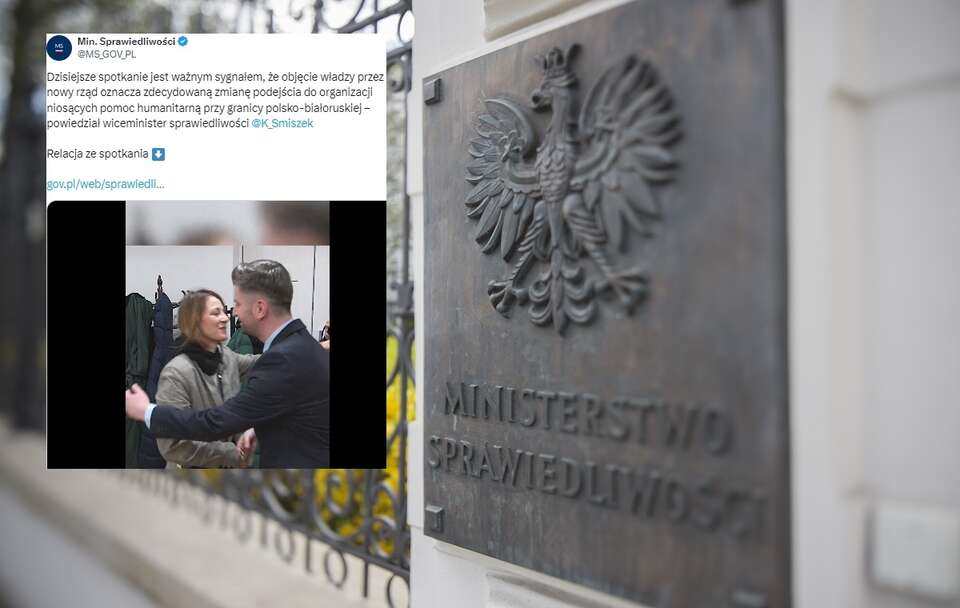 Serdeczne powitanie Krzysztofa Śmiszka i Mai Ostaszewskiej / autor: Fratria/X/@MS_GOV_PL (screenshot)
