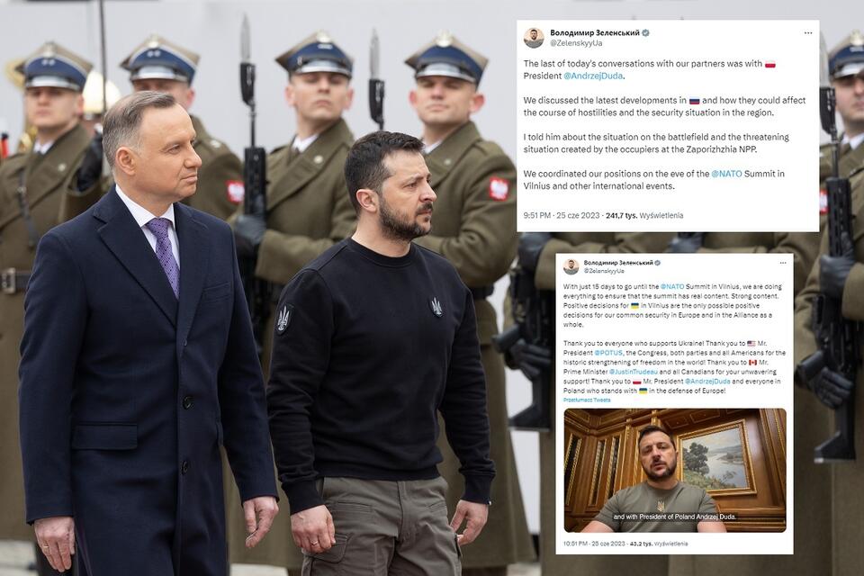 Prezydent RP Andrzej Duda i prezydent Ukrainy Wołodymyr Zełenski w Warszawie (zdj. archiwalne) / autor: Fratria/Twitter