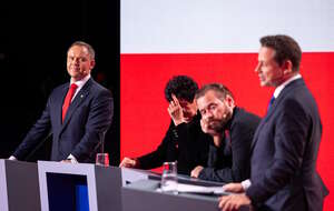 Na zdjęciu uczestnicy debaty w Końskich z roku 2025 / autor: X/Paweł Szefernaker