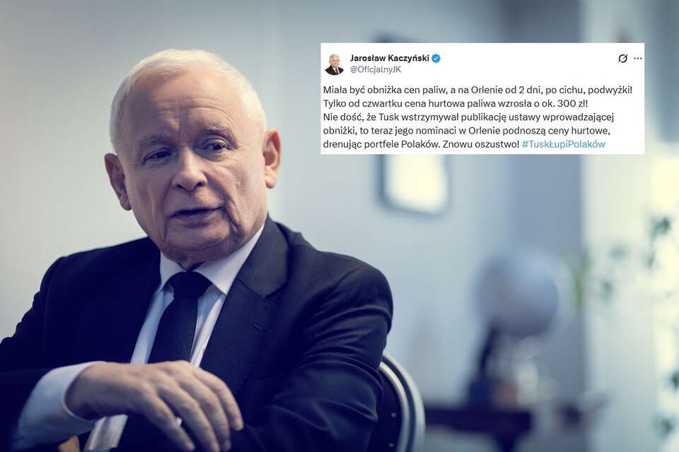 Prezes PiS zareagował na sprawę cen paliw / autor: Fratria/X