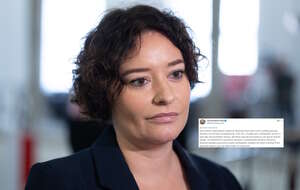 Na zdjęciu Anna-Maria Żukowska oraz wpis Jacka Bartosiaka (screen z X) / autor: Fratria/X-Jacek Bartosiak (screen)