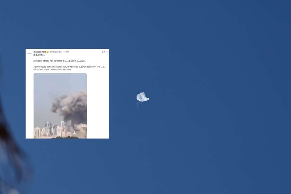 Na zdjęciu obrona przeciwpowietrzna zneutralizowała irańską rakietę. Wpis Visegrád 24 na portalu X (screen)  / autor: PAP/EPA/X-Visegrád 24 (screen)