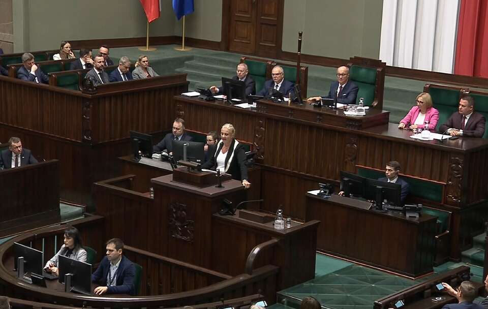 Katarzyna Sójka na sali obrad Sejmu w Warszawie / autor: Sejm