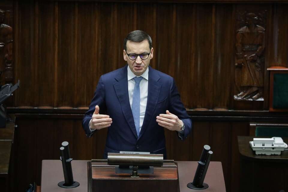 Poseł PiS, były premier Mateusz Morawiecki na sali obrad Sejmu / autor: PAP/Tomasz Gzell