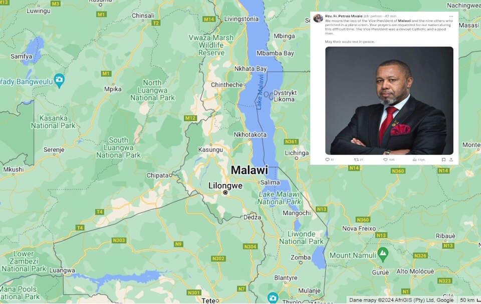 Mapa Malawi / autor: GoogleMaps/X