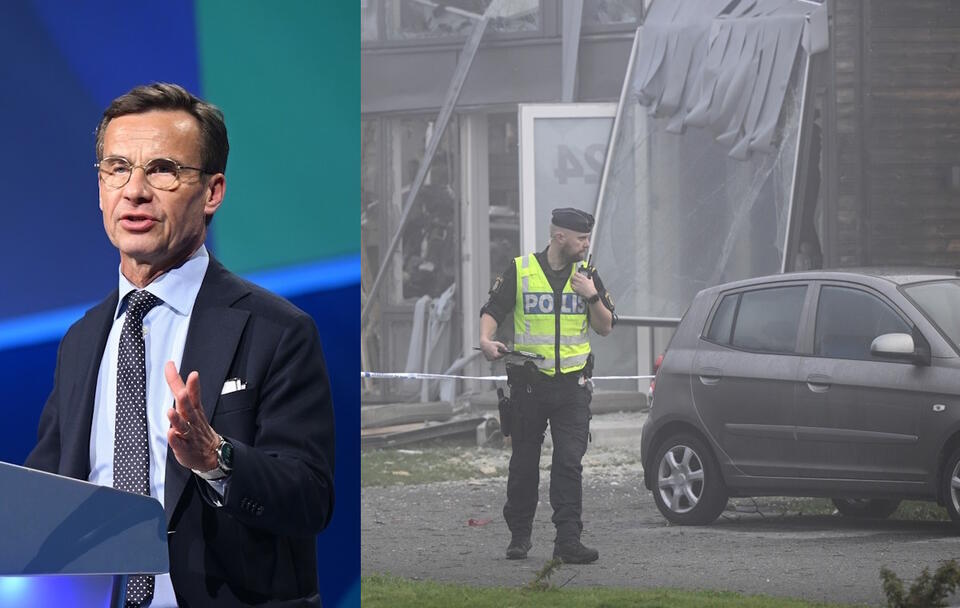premier Szwecji Ulf Kristersson / policja na miejscu ataku bombowego w Uppsali / autor: PAP/EPA/ANDERS WIKLUND / Wikimedia Commons -  European People's Party / Creative Commons Attribution 2.0