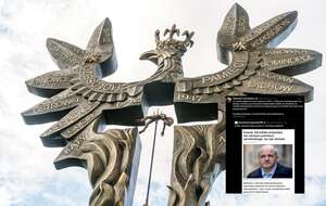 Pomnik ofiar OUN/UPA w Domostawie oraz wpis Sławomira Cenckiewicza z portalu X / autor: Fratria/X-Sławomir Cenckiewicz