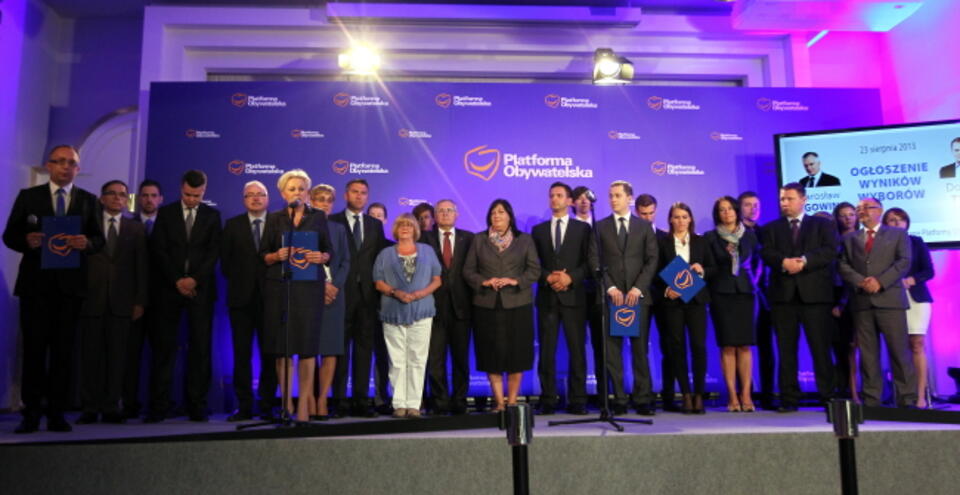 Ogłoszenie wyników wyborów na szefa PO. Fot. PAP/Radek Pietruszka