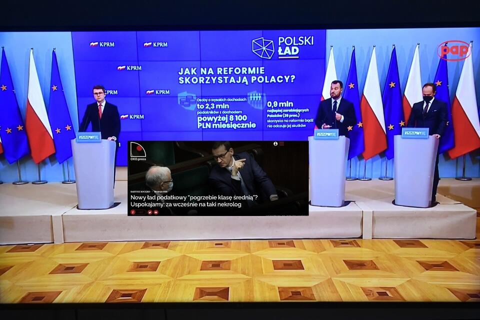 Konferencja prasowa nt reformy systemu podatkowego / autor: PAP/Radek Pietruszka