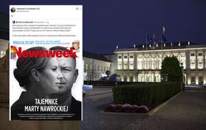 "Tajemnice Marty Nawrockiej" to hasło okładki "Newsweeka" i temat artykułu Renaty Kim, która uważa, że Pierwsza Dama "Przybrała pozę Świętej Matki Narodu".  / autor: Fratria/X