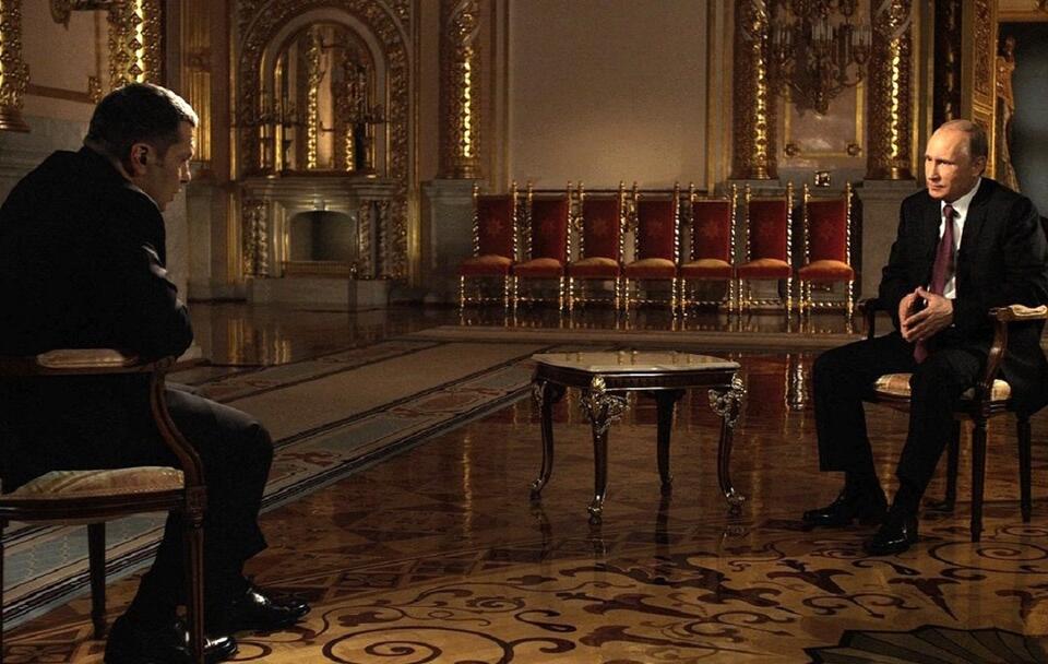 Sołowjow podczas wywiadu z Putinem / autor: Пресс-служба Президента России/CC/Wikimedia Commons