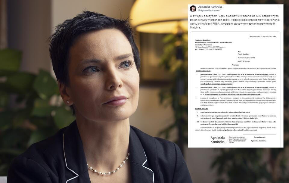 Prezes Zarządu Polskiego Radia S.A. Agnieszka Kamińska / autor: Fratria; X/Agnieszka Kamińska