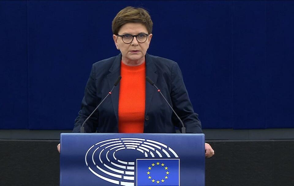 Europoseł PiS Beata Szydło podczas debaty PE / autor: screen: multimedia.europarl.europa.eu
